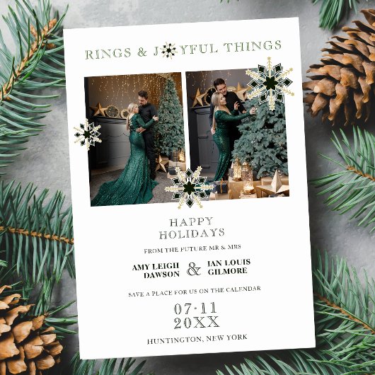 Save The Date Sophisticated Exquisite Christmas Snowflakes