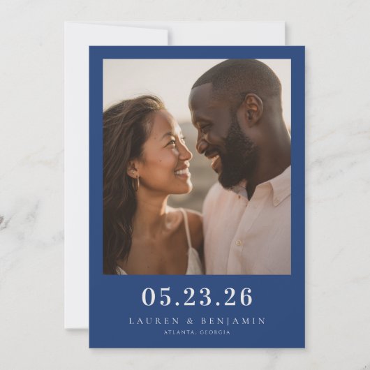 Save The Date Sophisticated Navy Minimalist Photo (Devant)