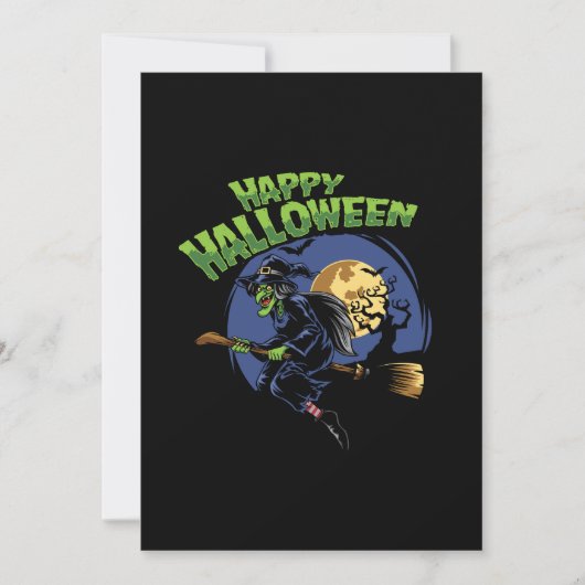 Save The Date sorcière de conception d'halloween et balai volant (Devant)