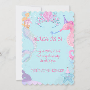 SAVE THE DATE SOUS LA MER MERMAID L'INVITATION D'ANNIVERSAIRE