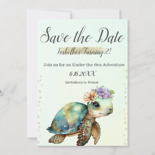 Save The Date Sous la mer, Tortue 2e anniversaire,