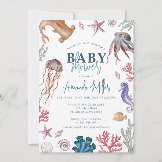 Save The Date Sous le Baby shower marin (Devant)