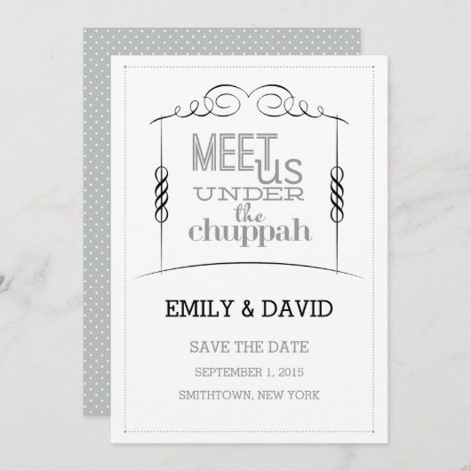 Save The Date Sous le mariage juif chuppah sauvez la date (Devant / Derrière)