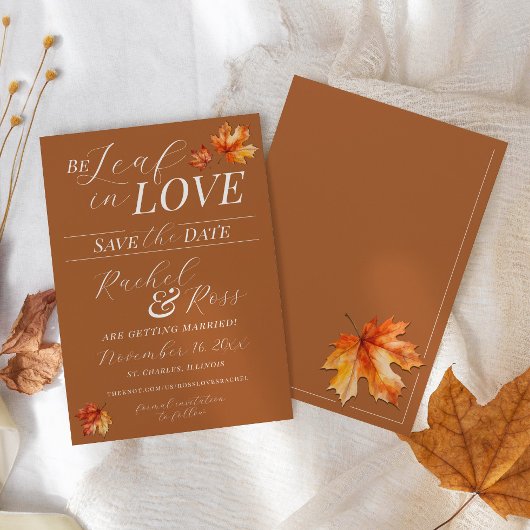Save The Date Soyez Feuilles Dans L'Amour Feuilles D'Automne Mar