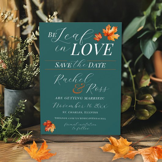 Save The Date Soyez La Feuille Dans L'Amour Feuilles D'Automne T