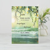 Save The Date Sparkling Christmas Beach Photo Enregistrer la car (Debout devant)