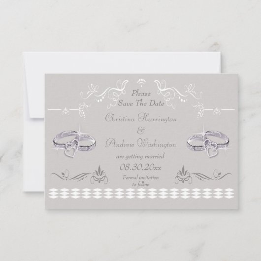Save The Date Sparkly Mariages Bands & Hearts Enregistrer La Dat (Dos)