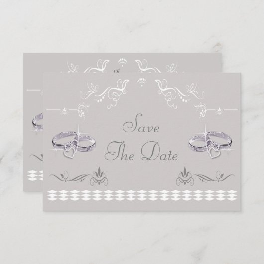 Save The Date Sparkly Mariages Bands & Hearts Enregistrer La Dat (Devant / Derrière)