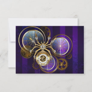 Save The Date Spider Steampunk sur Arrière - plan pourpre