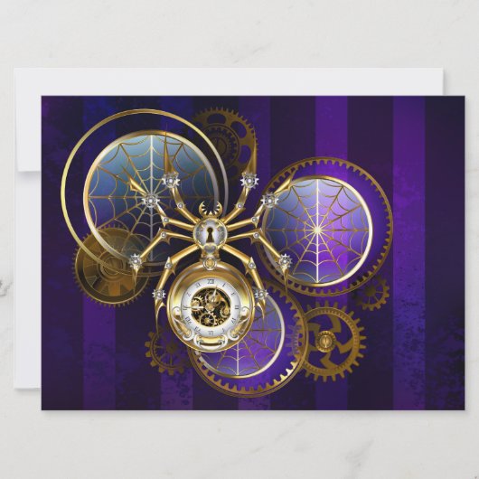 Save The Date Spider Steampunk sur Arrière - plan pourpre (Devant)