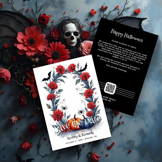 Save The Date Spooky Halloween Gothic Arch Wedding