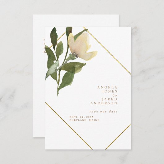 Save The Date Spring Gold & White Simple Enregistrer notre date (Devant / Derrière)