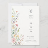 Save The Date Spring Sweet Wildflowers Branches Wedding Pink (Devant)