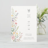 Save The Date Spring Sweet Wildflowers Branches Wedding Pink (Debout devant)
