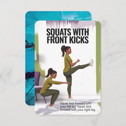 Save The Date Squats avec Kicks Fitness Card avec Blue Backing (Devant / Derrière)