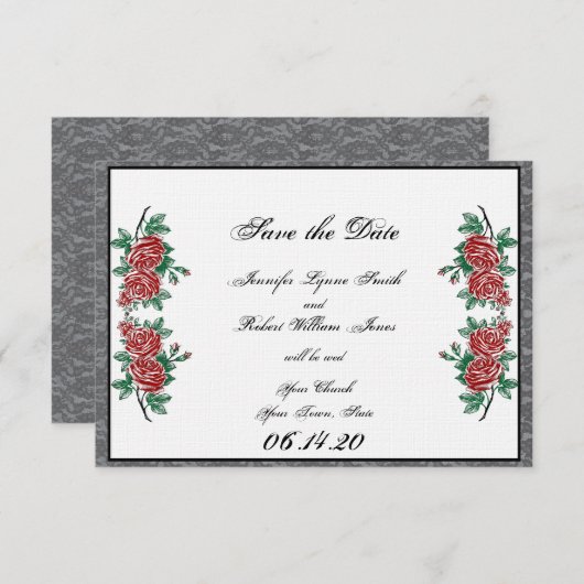 Save The Date Squelette gothique Mains Roses mariage Enregistrer (Devant / Derrière)
