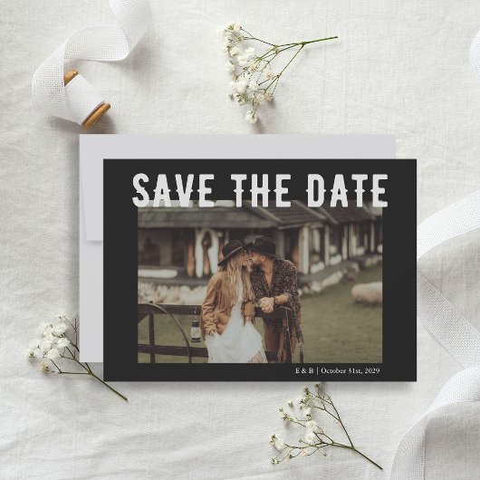 Save The Date Squelette gothique noir jusqu'à la mort Mariage Ph