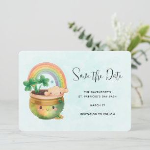 Save The Date St. Patrick's Day Whimsical Arc-en-ciel et trèfle