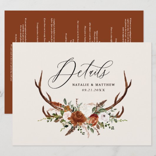 Save The Date Stade terre cuite rouille fleurie élégant budget m (Devant / Derrière)