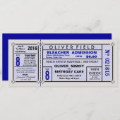 Save The Date Stade Ticket Baseball Blue Anniversaire (Devant / Derrière)