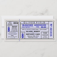 Stade Ticket Baseball Blue Anniversaire
