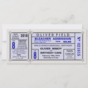 Save The Date Stade Ticket Baseball Blue Anniversaire