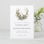 Save The Date Stag Antlers Rustique hiver Floral Mariage (Debout devant)