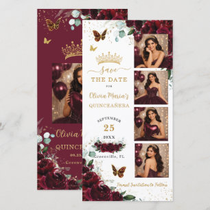 Save The Date Stand de photo floral bordeaux pour Quinceanera Sw