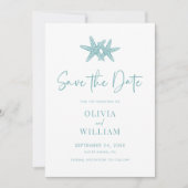 Save The Date Starfish Beach Aqua Mariage bleu (Devant)