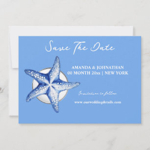 Save The Date Starfish bleu blanc élégant enregistrer la date