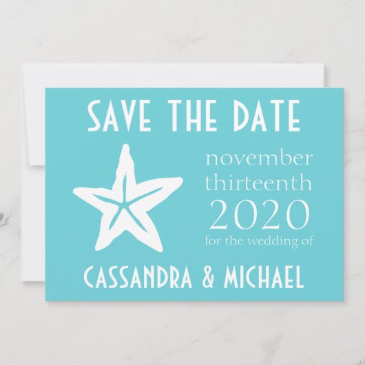 Save The Date Starfish Enregistrer La Date (Turquoise) (Devant)