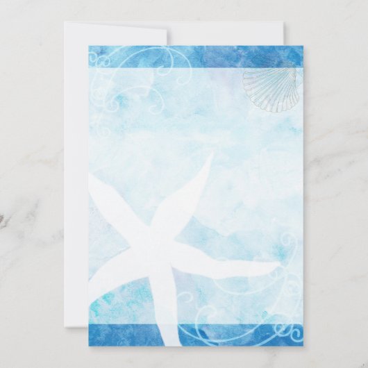 Save The Date Starfish Garden Blue Beach Wedding Sauvez la date (Dos)