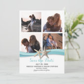 Save The Date Starfish Ocean Blue Beach Wedding Multi Photo (Debout devant)
