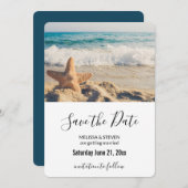Save The Date Starfish sur un Mariage de plage de sable (Devant / Derrière)