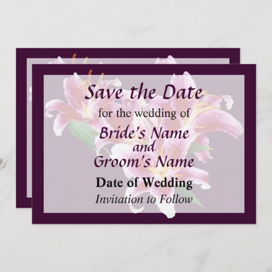 Save The Date Stargazer Lily Heart Enregistrer la date (Devant / Derrière)