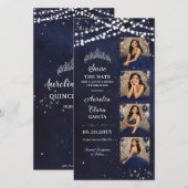 Save The Date Starry Night Navy Blue Quinceañera Photo Booth (Devant / Derrière)