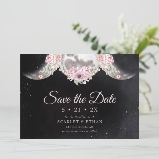 Save The Date Starry Night Rose & Noir Triple Lune Handfasting (Debout devant)