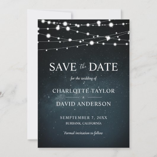 Save The Date Starry Night String Lumières Mariage Enregistrer L (Devant)