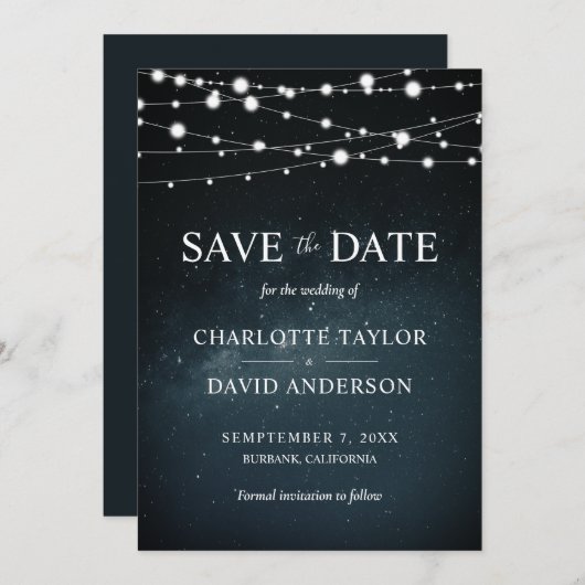 Save The Date Starry Night String Lumières Mariage Enregistrer L (Devant / Derrière)