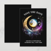 Save The Date Starry nuit pleine lune ciel céleste noir rose (Devant / Derrière)