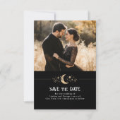 Save The Date Stars Moon Celestial Black Enregistrer la date Pho (Devant)