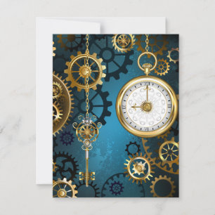 Save The Date Steampunk Arrière - plan turquoise avec Gears