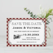 Save The Date Steampunk Checkerboard Wedding Enregistrer les car (Debout devant)