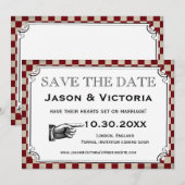 Save The Date Steampunk Checkerboard Wedding Enregistrer les car (Devant / Derrière)