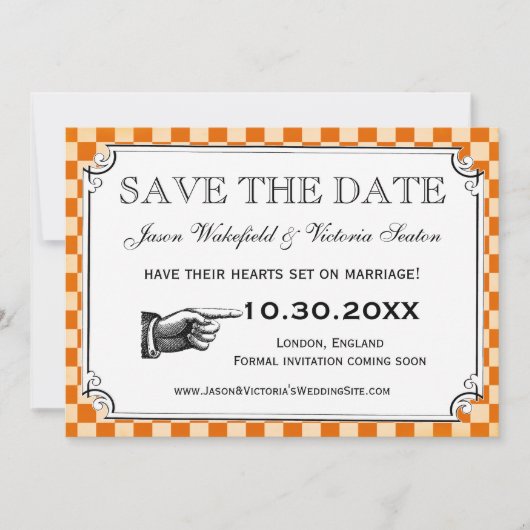 Save The Date Steampunk Checkerboard Wedding Enregistrer les car (Devant)