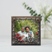 Save The Date Steampunk Cuivre Floral Mariage personnalisé (Debout devant)