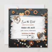 Save The Date Steampunk Cuivre Floral Mariage personnalisé (Dos)