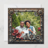 Save The Date Steampunk Cuivre Floral Mariage personnalisé (Devant)