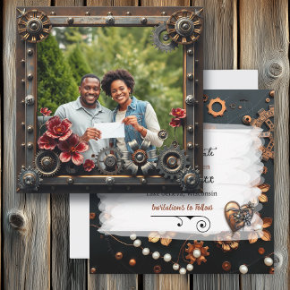 Save The Date Steampunk Cuivre Floral Mariage personnalisé