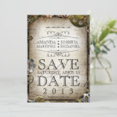 Save The Date Steampunk Gears Victorian Enregistrer la date (Debout devant)